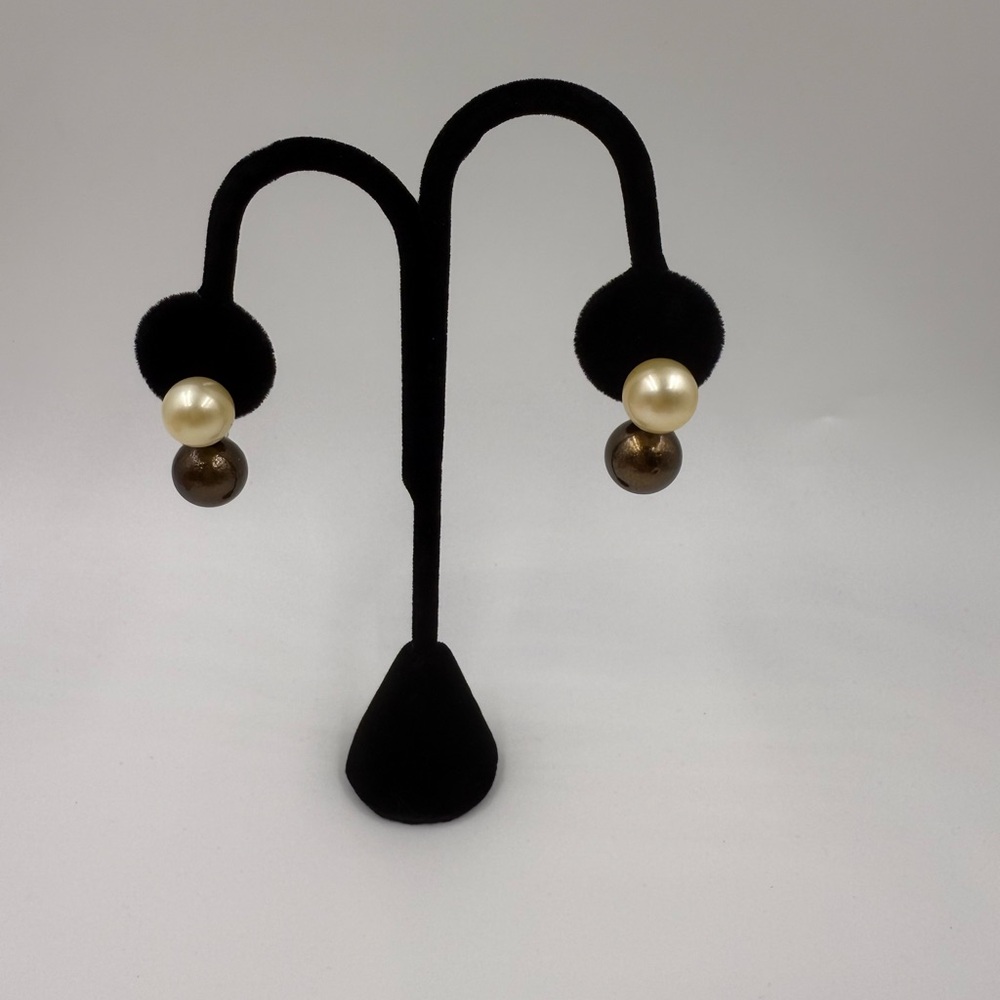 Elegant Cream and Brown Pearl Earrings
